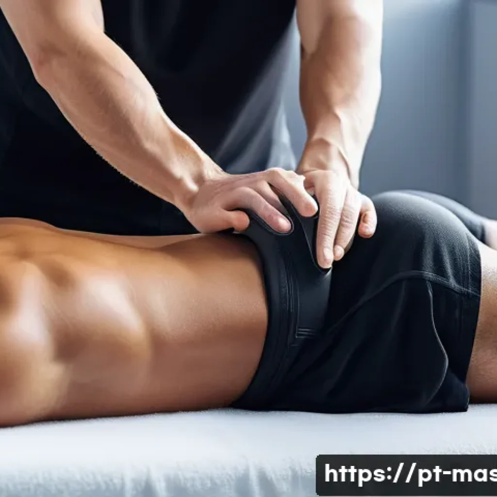 스포츠마사지사로서의 커리어 확장 - **Prompt:** "A highly skilled sports massage therapist, appearing focused and professional, is perfo...