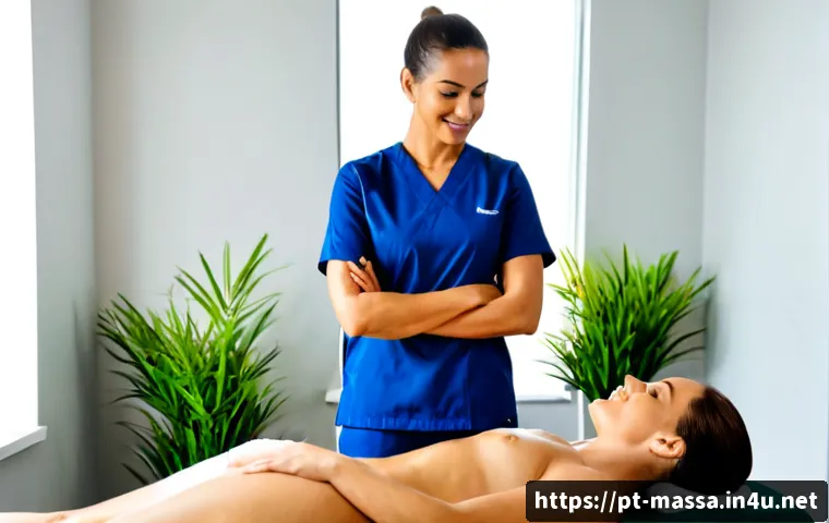 Home 17 스포츠마사지사 프랜차이즈 장단점 - Photorealistic Brazilian sports massage franchise consultation in a modern wellness clinic, confiden...